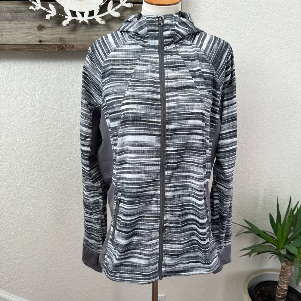 Marmot black white hooded windbreaker rain jacket ladies XL‎